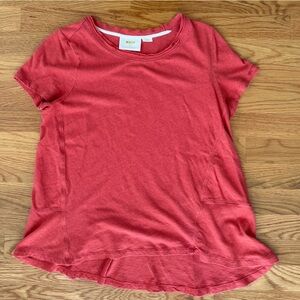 Maeve by Anthropologie Coral Hi-Low Asym Hem Tee